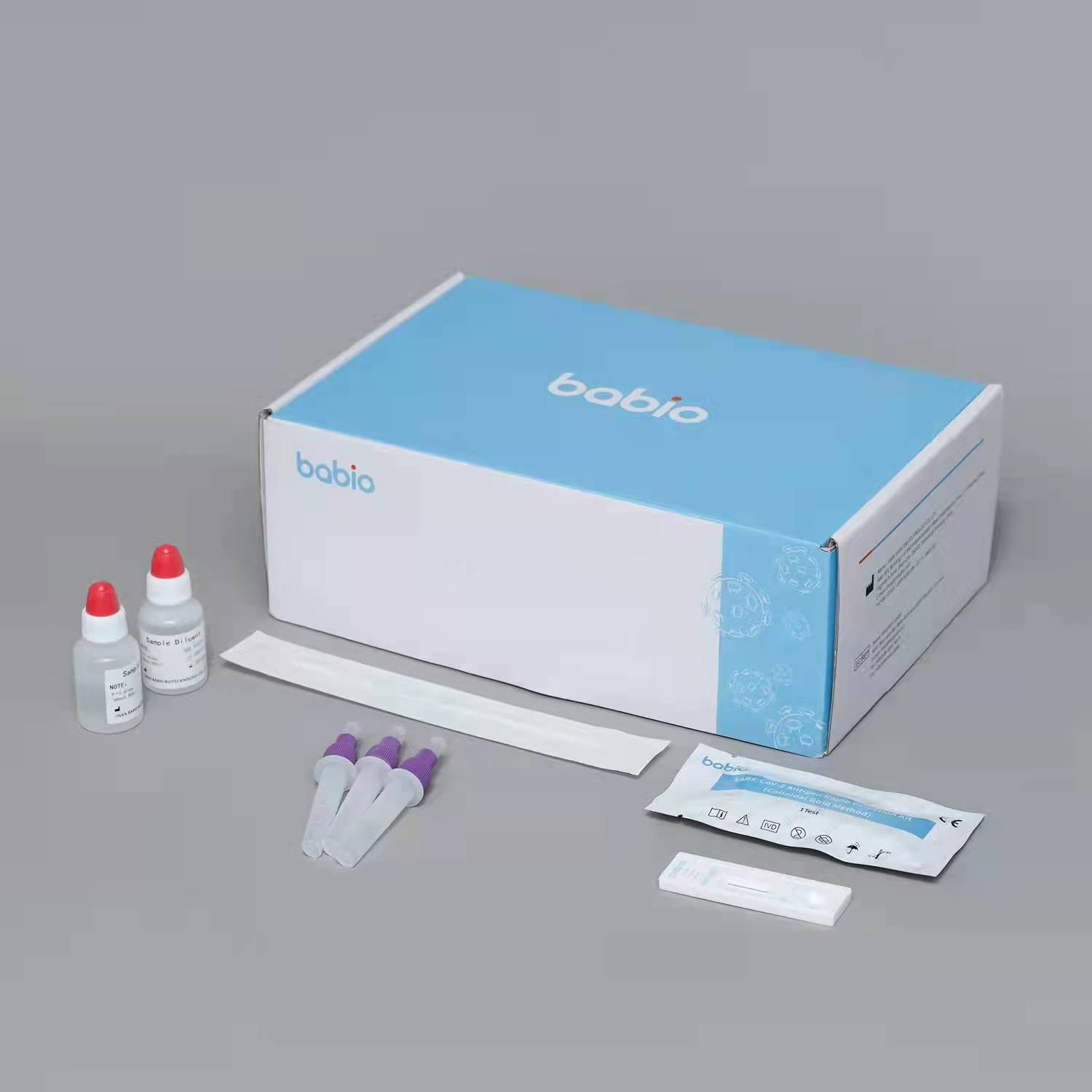 Cad iad na céimeanna tástála de Baibo Antigen Braite Kit?
